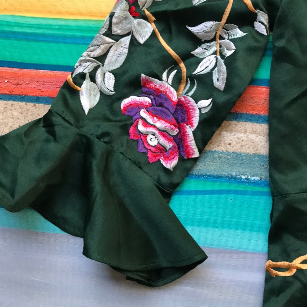 Free People Green Embroidered Jacket - Picture 4 of 4